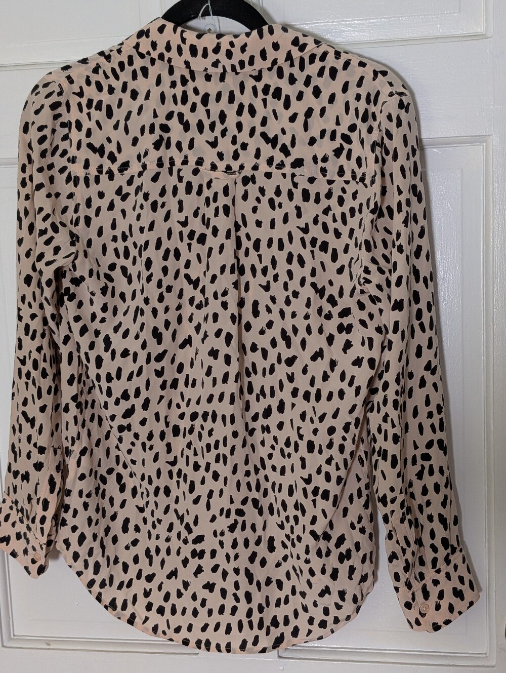 Rails Beige Black Animal Print Silk Button Front Blouse XS - Picture 5 of 5